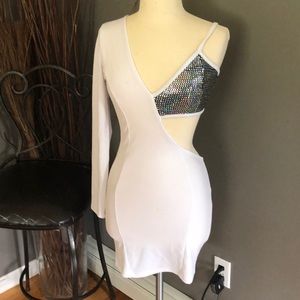 White and silver dress